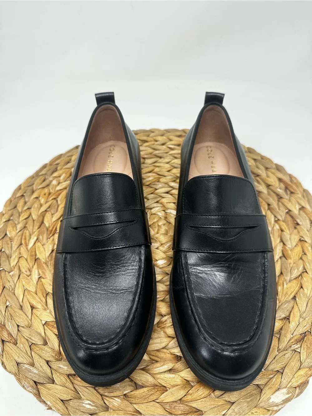 COLE HAAN Stassi Leather Penny Loafer Black Size 8 Women's